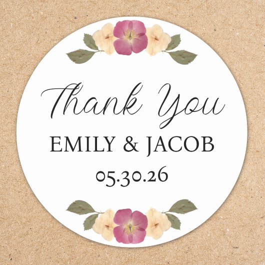 Elegante Wildflower Garden Boho Wedding Bedankt Ronde Sticker