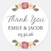 Elegante Wildflower Garden Boho Wedding Bedankt Ronde Sticker (Voorkant)