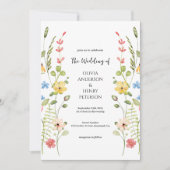 Elegante Wildflower Garden Floral QR Code Wedding Kaart (Voorkant)
