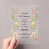 Elegante Wildflower Garden Floral Spring Wedding Acryl Uitnodigingen (Insitu (Draagbaar))