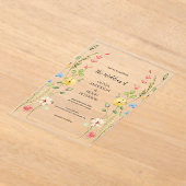 Elegante Wildflower Garden Floral Spring Wedding Acryl Uitnodigingen (Laagn)