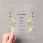 Elegante Wildflower Garden Floral Spring Wedding Acryl Uitnodigingen (Insitu (Draagbaar))