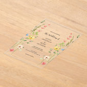Elegante Wildflower Garden Floral Spring Wedding Acryl Uitnodigingen (Laagn)