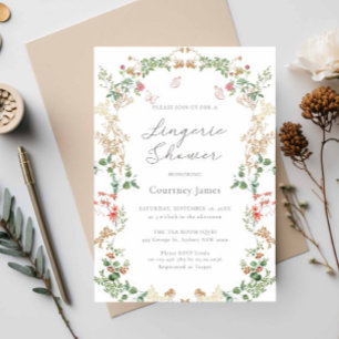 Elegante Wildflower Garden lingerie bruiloftsfeest Kaart