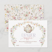 Elegante Wildflower Garden Tea Party Luier Raffle Informatiekaartje (Voorkant / Achterkant)