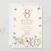 Elegante Wildflower GardenFloral 8e verjaardagsfee Kaart (Voorkant)