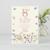 Elegante Wildflower GardenFloral 8e verjaardagsfee Kaart (Staand voorkant)