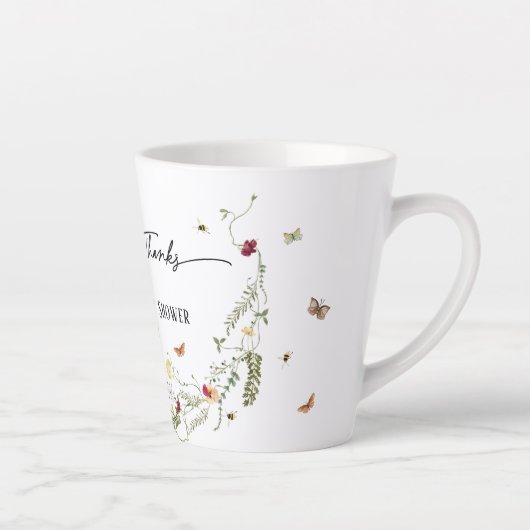 Elegante Wildflower gepersonaliseerde Baby shower  Latte Mok (Rechts)