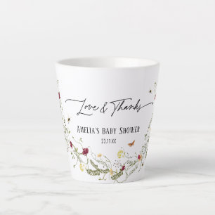 Elegante Wildflower gepersonaliseerde Baby shower  Latte Mok