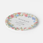 Elegante Wildflower gepersonaliseerde bruiloft Papieren Bordje (Gekanteld)