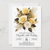 Elegante Wildflower Goud en Zwart 30ste verjaardag Kaart (Voorkant)