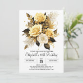 Elegante Wildflower Goud en Zwart 30ste verjaardag Kaart (Staand voorkant)