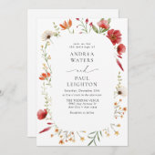 Elegante Wildflower groen bruiloft Kaart (Voorkant / Achterkant)