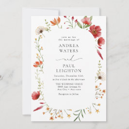 Elegante Wildflower groen bruiloft Kaart