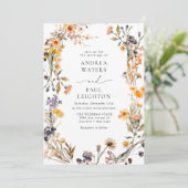 Elegante Wildflower groen bruiloft Kaart (Staand voorkant)