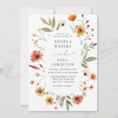 Elegante Wildflower groen bruiloft Kaart (Voorkant)