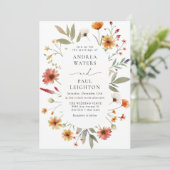 Elegante Wildflower groen bruiloft Kaart (Staand voorkant)