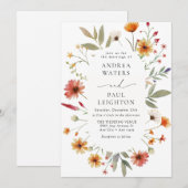 Elegante Wildflower groen bruiloft Kaart (Voorkant / Achterkant)