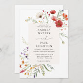 Elegante Wildflower groen bruiloft Kaart (Voorkant / Achterkant)