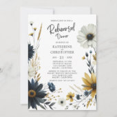 Elegante Wildflower Huwelijksrepetitie Diner Kaart (Voorkant)