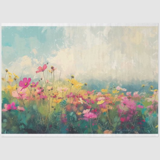 Elegante Wildflower Impressionist Decoupage Tissuepapier (Voorkant)