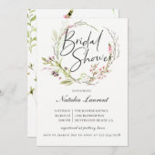 Elegante Wildflower Krans Bruidsdouche Uitnodiging (Voorkant / Achterkant)
