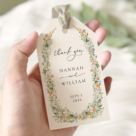 Elegante Wildflower krans bruiloft Cadeaulabel