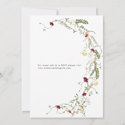 Elegante Wildflower krans bruiloft Kaart (Achterkant)