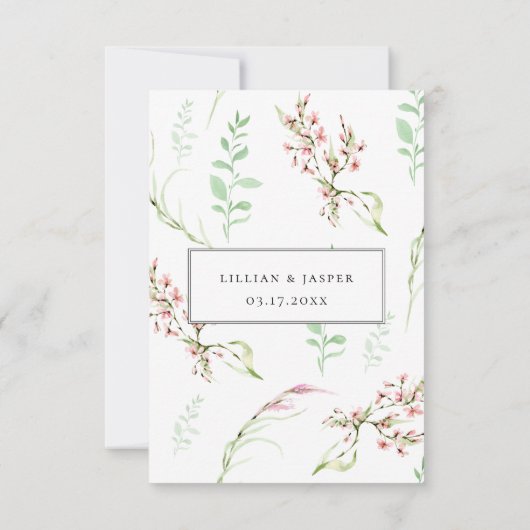 Elegante Wildflower Krans Bruiloft RSVP Kaart (Achterkant)