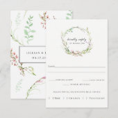 Elegante Wildflower Krans Bruiloft RSVP Kaart (Voorkant / Achterkant)