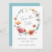 Elegante Wildflower krans Zomer bruiloft Save The Date (Voorkant / Achterkant)