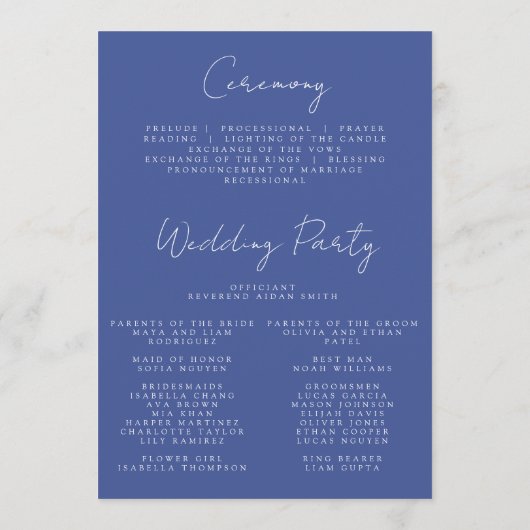 Elegante Wildflower krans Zomer bruiloft Welkom Programmakaart (Achterkant)