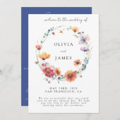 Elegante Wildflower krans Zomer bruiloft Welkom Programmakaart (Voorkant / Achterkant)