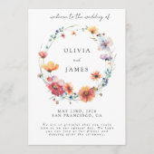 Elegante Wildflower krans Zomer bruiloft Welkom Programmakaart (Voorkant)