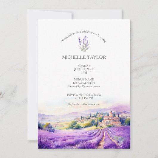 Elegante Wildflower Lavendel Paarse Violet Bloemen Kaart (Voorkant)