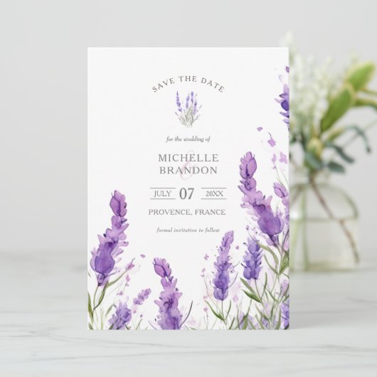Elegante Wildflower Lavendel Paarse Violet Summer Kaart (Staand voorkant)