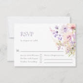 Elegante Wildflower Lavendel Violet Bruiloft RSVP Kaartje (Voorkant)