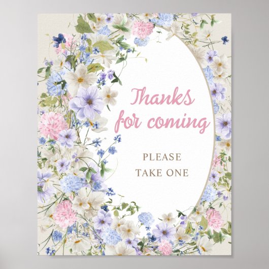Elegante Wildflower Meadow Blush Bedankt voor het  Poster (Voorkant)