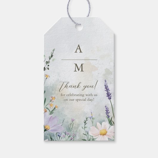 Elegante Wildflower Meadow Blush Pink Wedding Cadeaulabel (Voorkant)