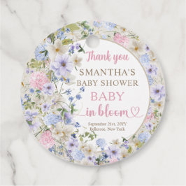 Elegante Wildflower Meadow Blush Roze Lichtblauw Bedankjes Labels