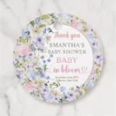 Elegante Wildflower Meadow Blush Roze Lichtblauw Bedankjes Labels (Achterkant)