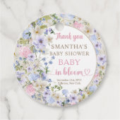 Elegante Wildflower Meadow Blush Roze Lichtblauw Bedankjes Labels (Voorkant)