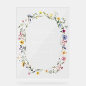 Elegante Wildflower Meadow Bruiloft Welkom Acryl Bord (Voorkant)