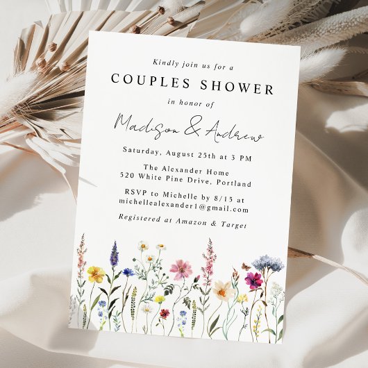 Elegante Wildflower Meadow Couples Douche Kaart