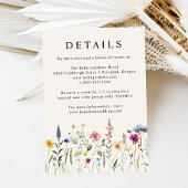 Elegante Wildflower Meadow Cream Bruiloft Details Informatiekaartje