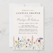 Elegante Wildflower Meadow Cream Couples Douche Kaart (Voorkant)