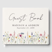 Elegante Wildflower Meadow Cream Foto Bruiloft Gastenboek (Voorkant)