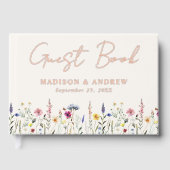 Elegante Wildflower Meadow Cream Foto Bruiloft Gastenboek (Voorkant)