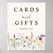 Elegante Wildflower Meadow Cream Kaarten en gesche Poster (Voorkant)