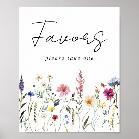 Elegante Wildflower Meadow Favorieten teken Poster (Voorkant)